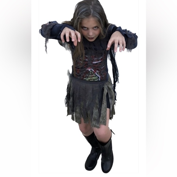 Zombie dress with waist tie, polyester stretch and comfortable! - Picture 3 of 12